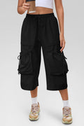 Aoysky Womens Black Cargo Capri Pants
