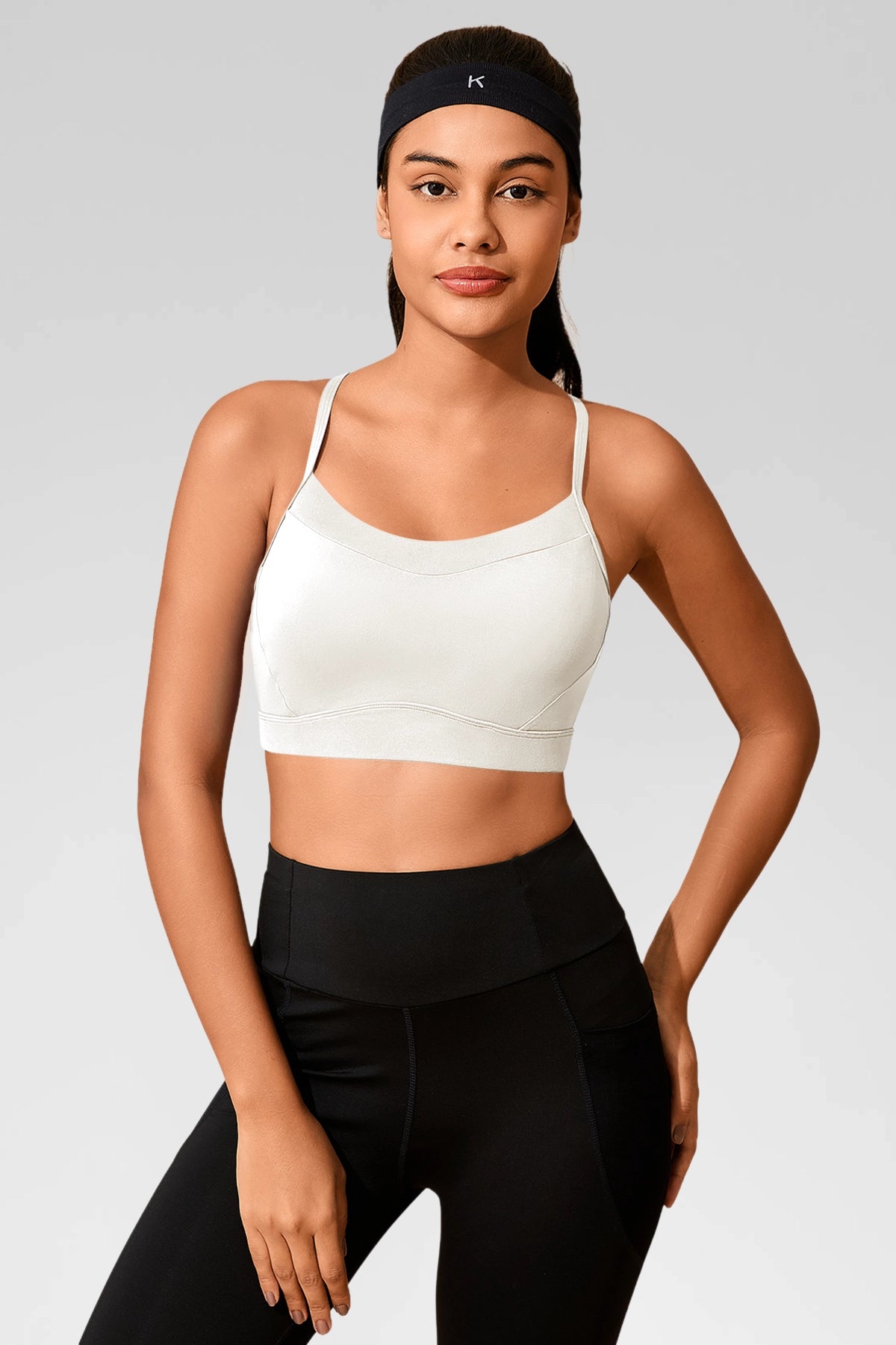 Aoysky Womens White Racerback Sports Bra