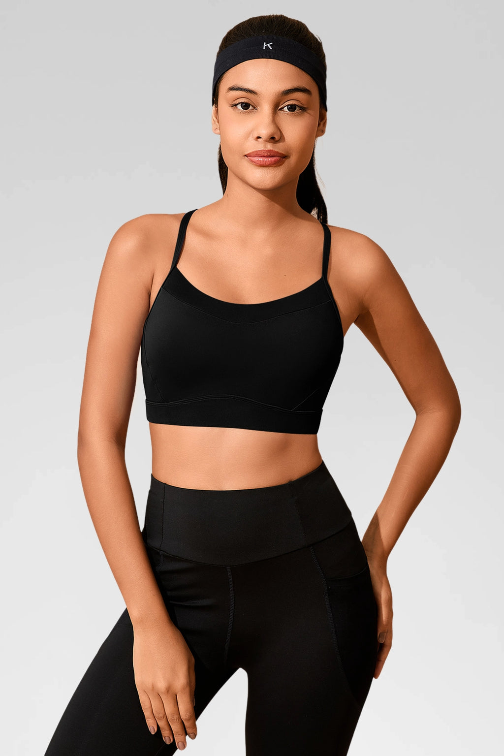 Aoysky Womens Black Racerback Sports Bra
