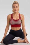 Aoysky Womens Burgundy Ribbed Racerback Bra