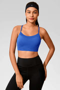 Aoysky Womens Blue Racerback Sports Bra