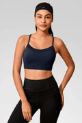 Aoysky Womens Dark Blue Racerback Sports Bra