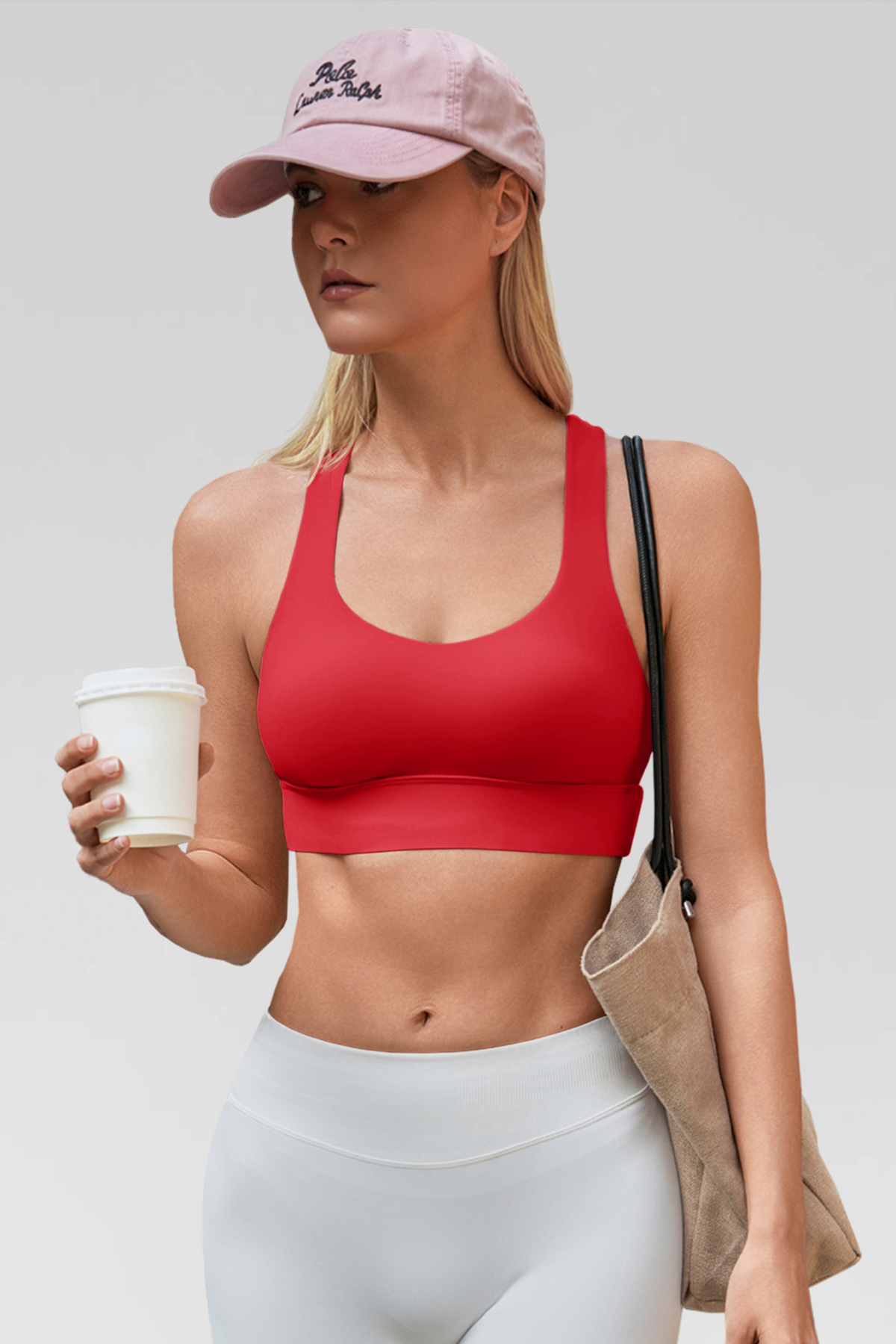 Aoysky Womens Red Criss Cross Sports Bra
