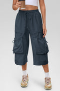 Aoysky Womens Dark Blue Cargo Capri Pants