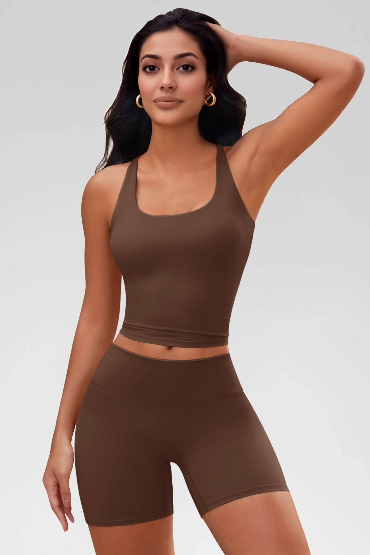 Aoysky Womens Brown Halter Workout Set