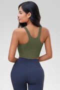 Aoysky Womens Army Green Ribbed Racerback Tank