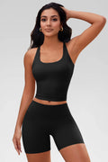 Aoysky Womens Black Halter Workout Set