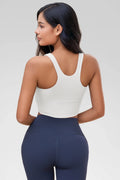Aoysky Womens White Ribbed Racerback Tank