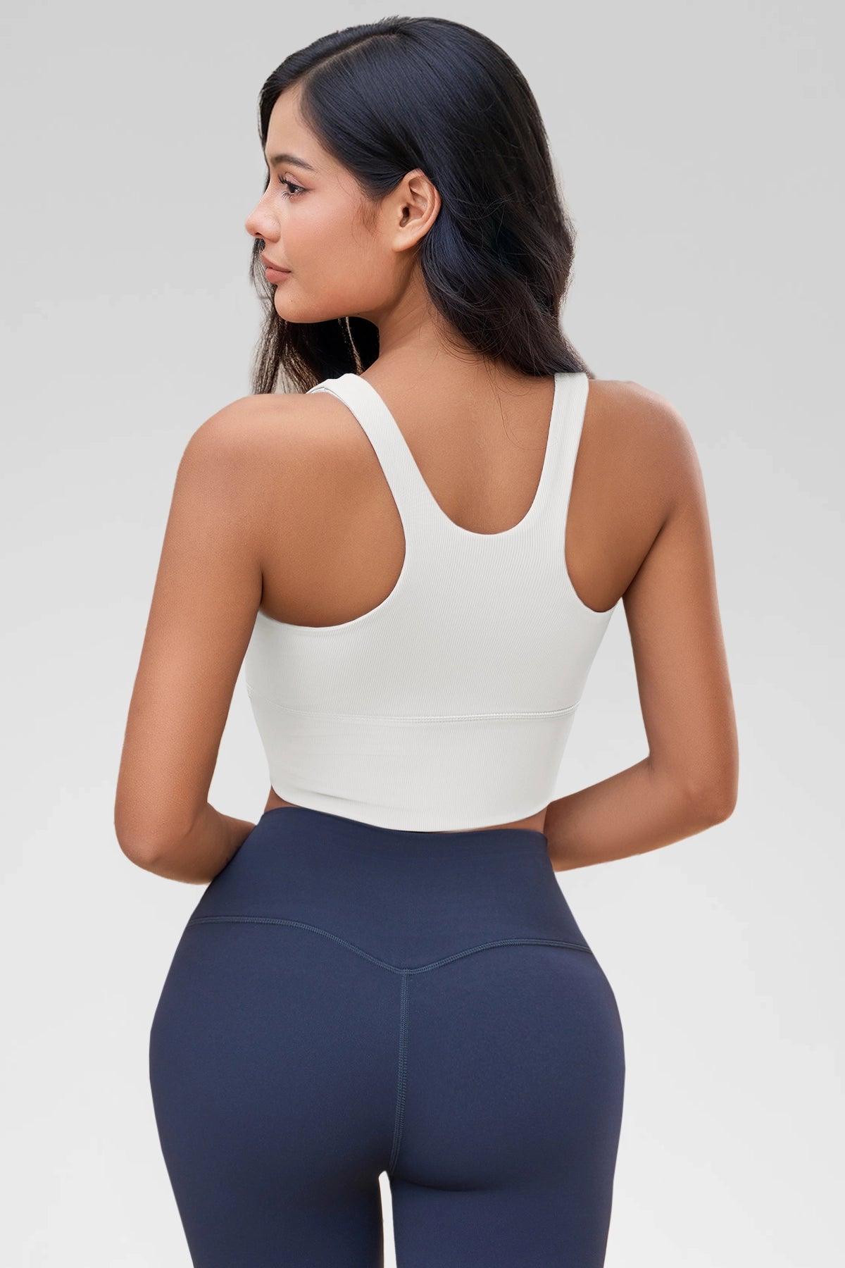 Aoysky Womens White Ribbed Racerback Tank