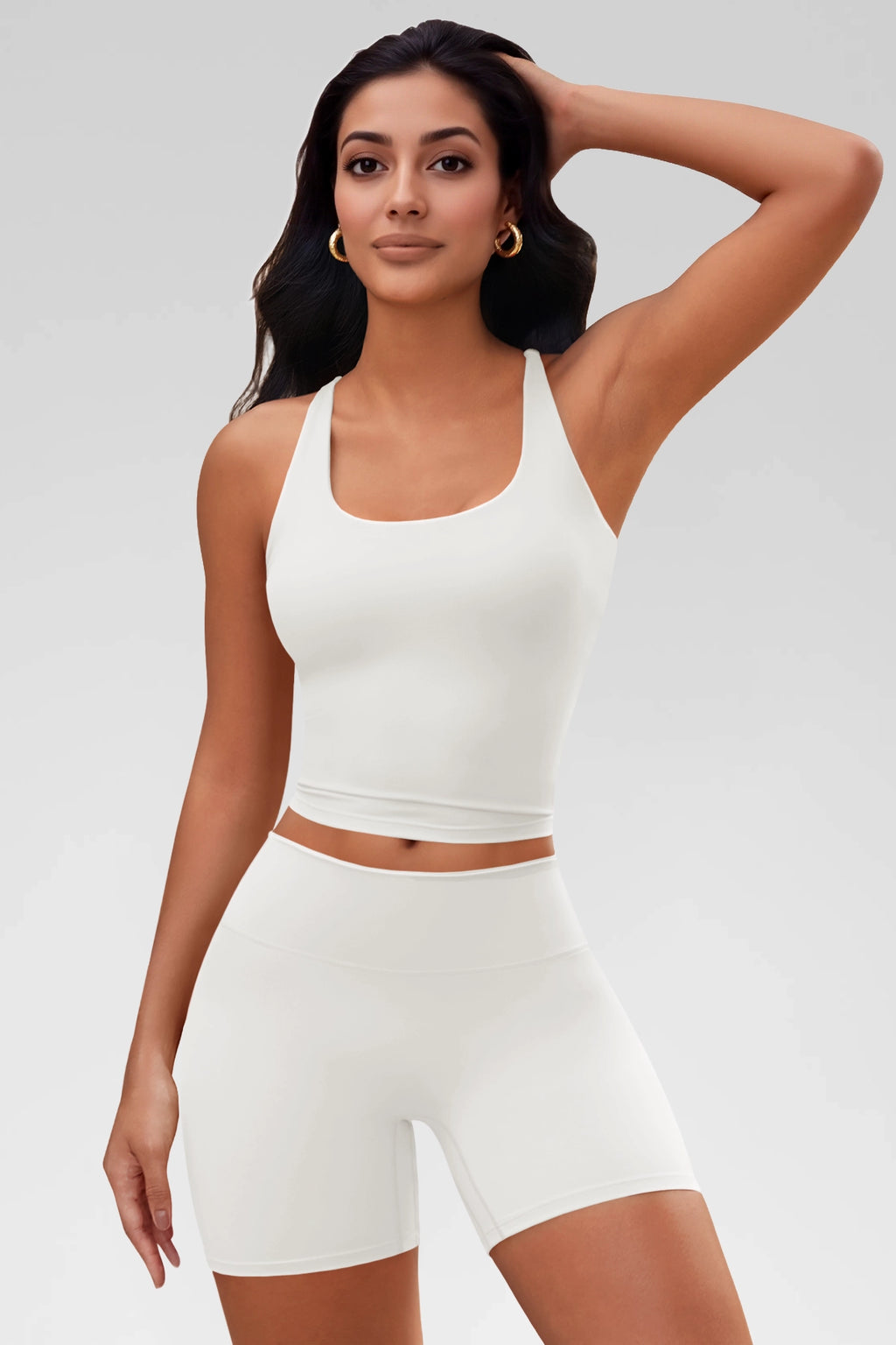 Aoysky Womens White Halter Workout Set
