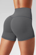 Aoysky Womens Dark Grey Ruched Biker Shorts