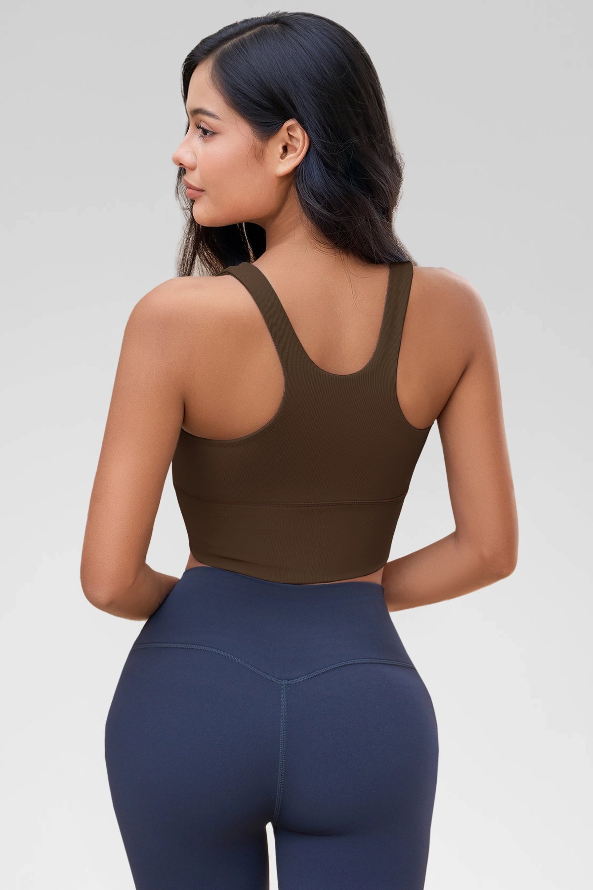 Aoysky Womens Coffee Ribbed Racerback Tank