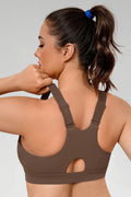 Aoysky Womens Brown Plus Size Sports Bra
