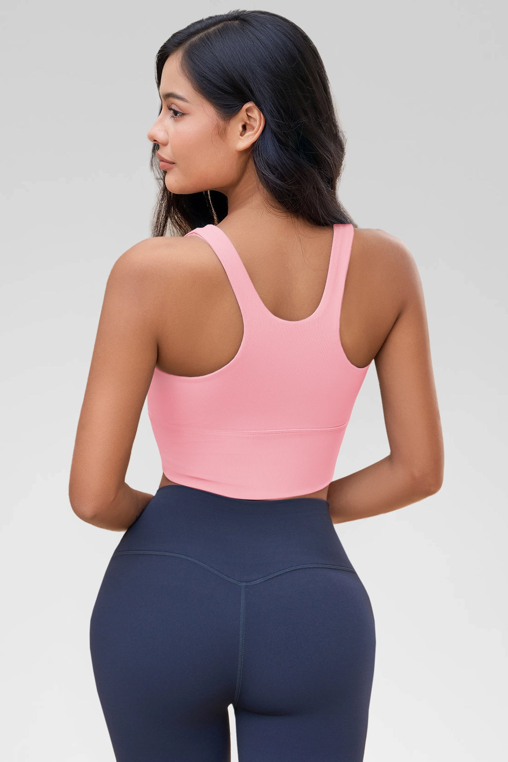 Aoysky Womens Pink Ribbed Racerback Tank