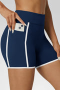 Aoysky Womens Dark Blue High Waist Biker Shorts