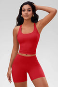 Aoysky Womens Red Halter Workout Set