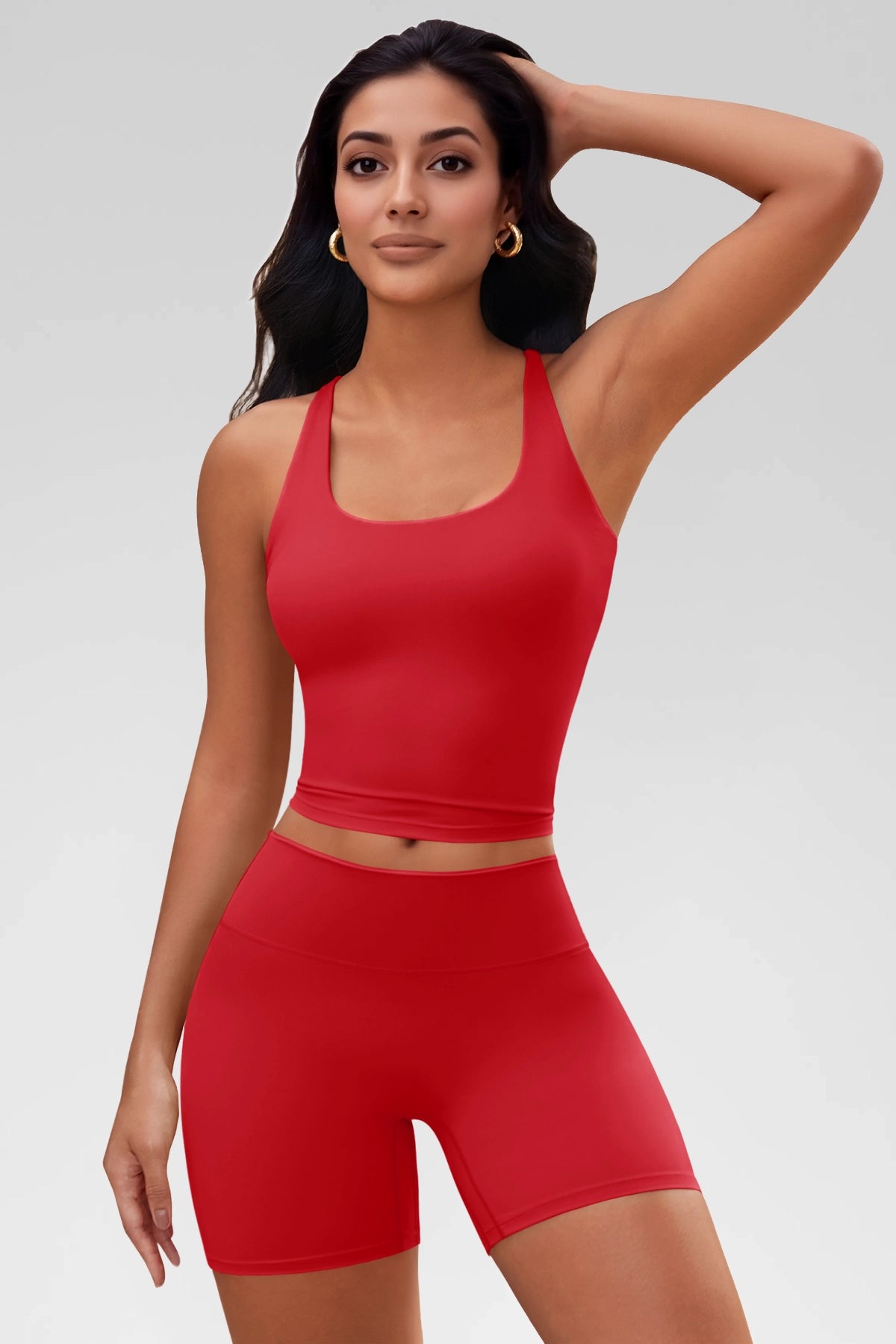 Aoysky Womens Red Halter Workout Set