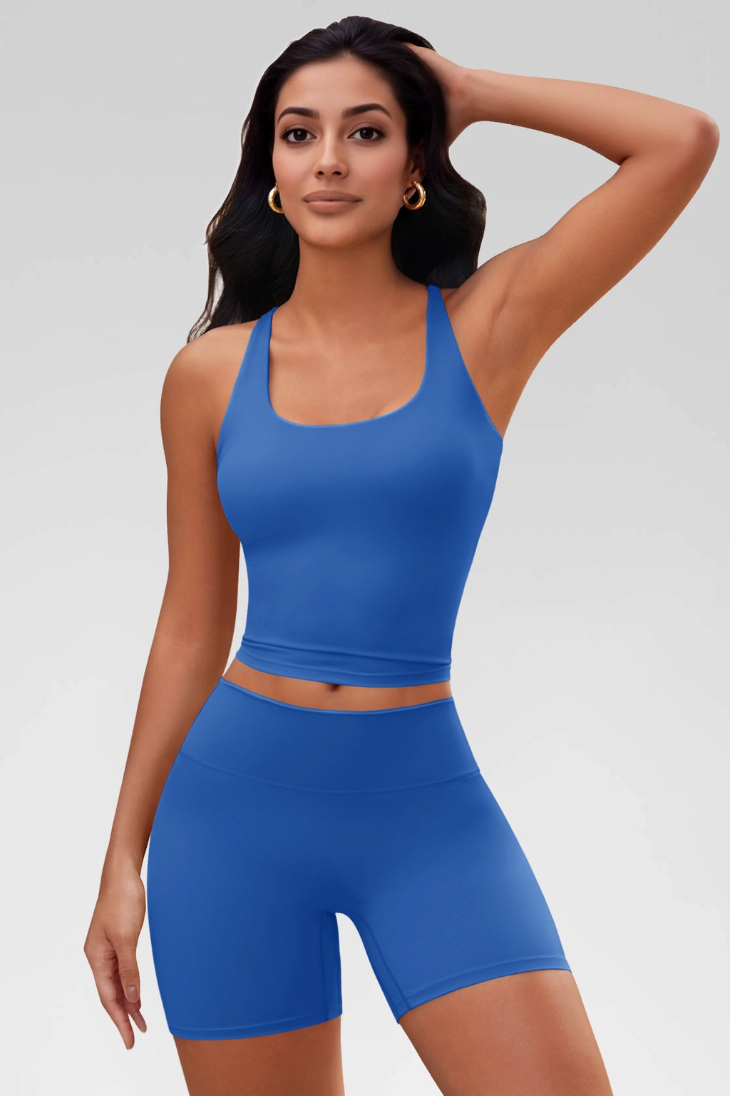 Aoysky Womens Blue Halter Workout Set