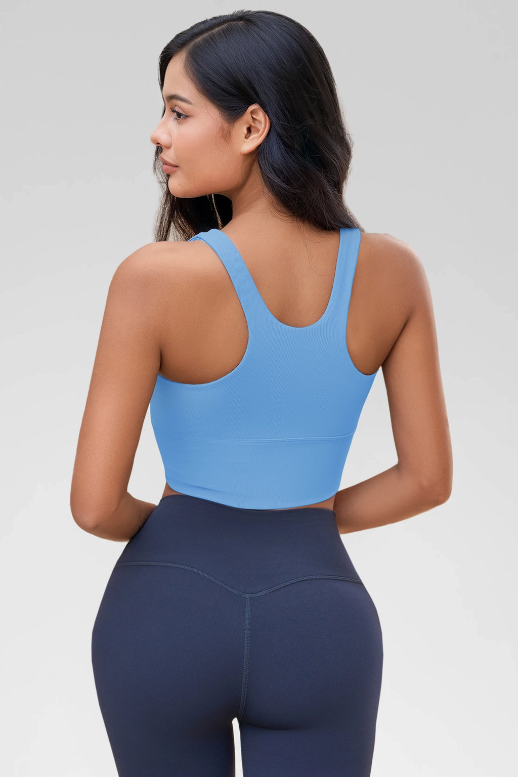 Aoysky Womens Blue Ribbed Racerback Tank