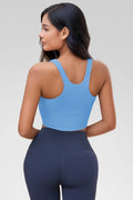 Aoysky Womens Blue Ribbed Racerback Tank
