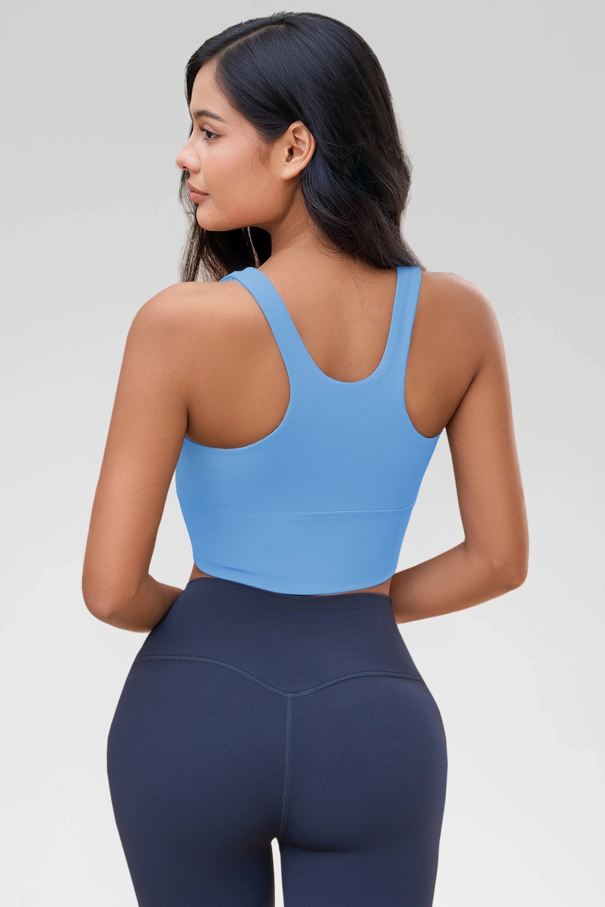 Aoysky Womens Blue Ribbed Racerback Tank