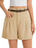 Aoysky Womens Khaki Pleated Dress Shorts