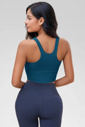 Aoysky Womens Dark Blue Ribbed Racerback Tank