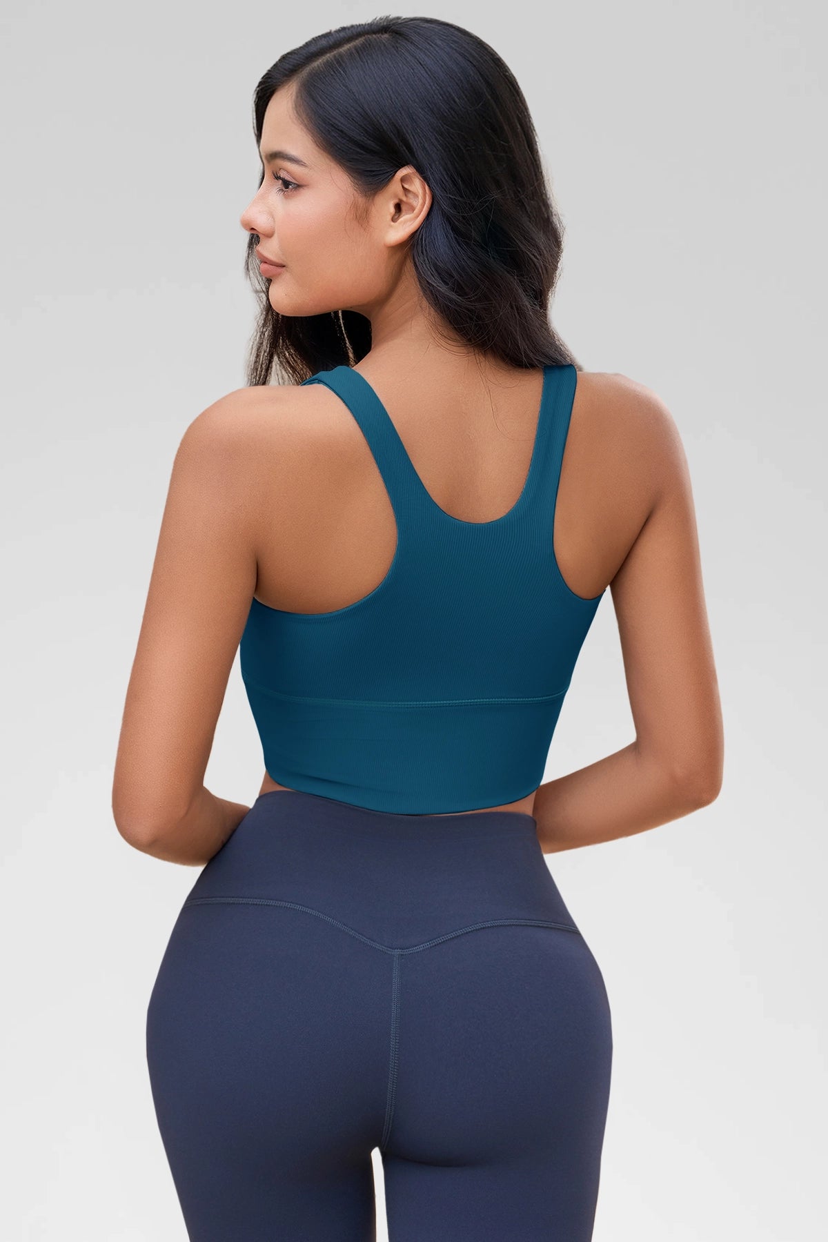 Aoysky Womens Dark Blue Ribbed Racerback Tank