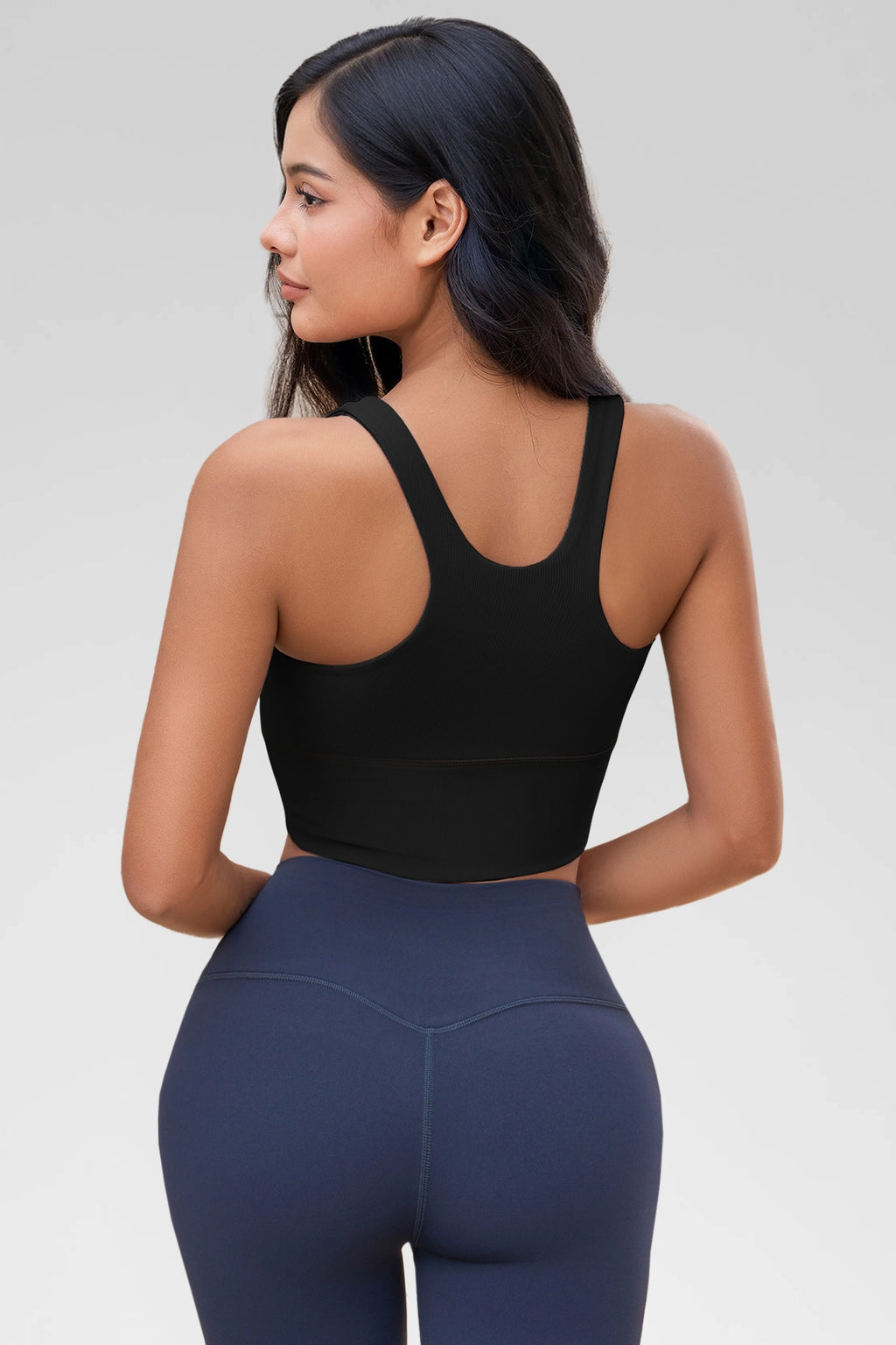 Aoysky Womens Black Ribbed Racerback Tank