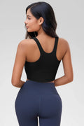 Aoysky Womens Black Ribbed Racerback Tank