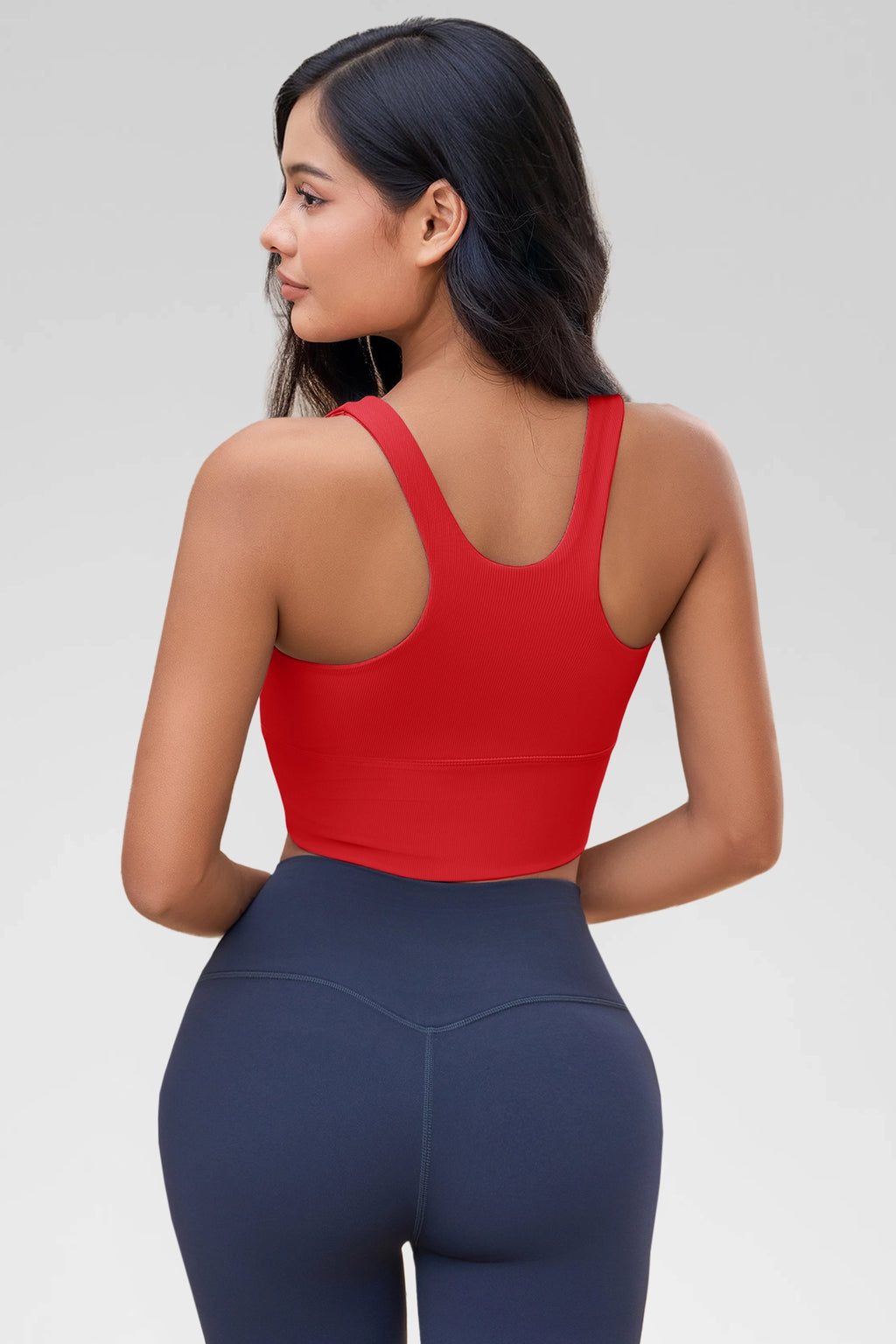 Aoysky Womens Red Ribbed Racerback Tank