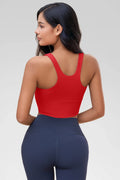 Aoysky Womens Red Ribbed Racerback Tank