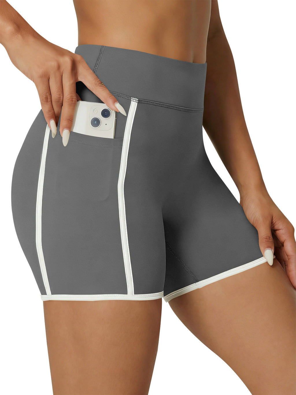Aoysky Womens Dark Grey High Waist Biker Shorts