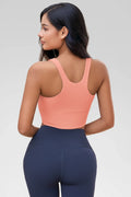 Aoysky Womens Orange Ribbed Racerback Tank