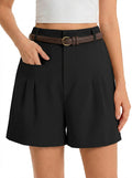 Aoysky Womens Black Pleated Dress Shorts
