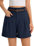 Aoysky Womens Dark Blue Pleated Dress Shorts