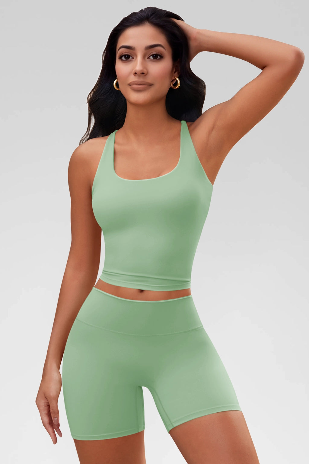 Aoysky Womens Green Halter Workout Set