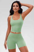 Aoysky Womens Green Halter Workout Set