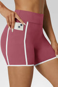 Aoysky Womens Dark Pink High Waist Biker Shorts