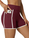 Aoysky Womens Burgundy High Waist Biker Shorts