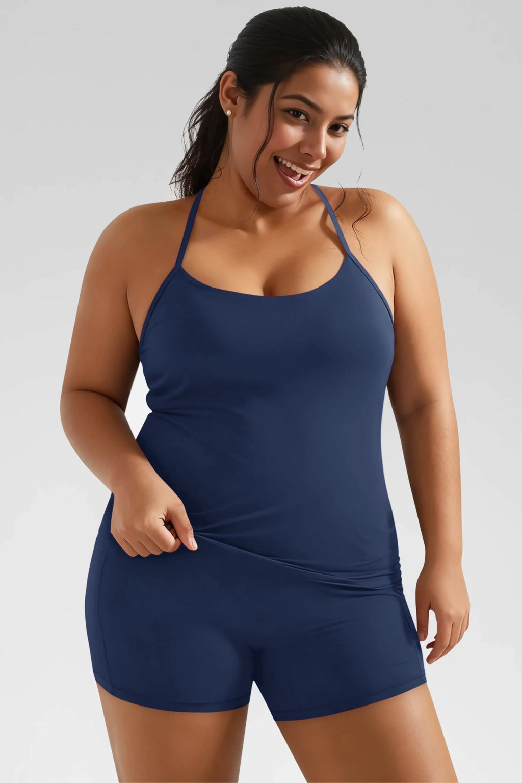 Aoysky Womens Dark Blue Plus Size Workout Set