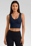 Aoysky Womens Dark Blue V Neck Workout Tank