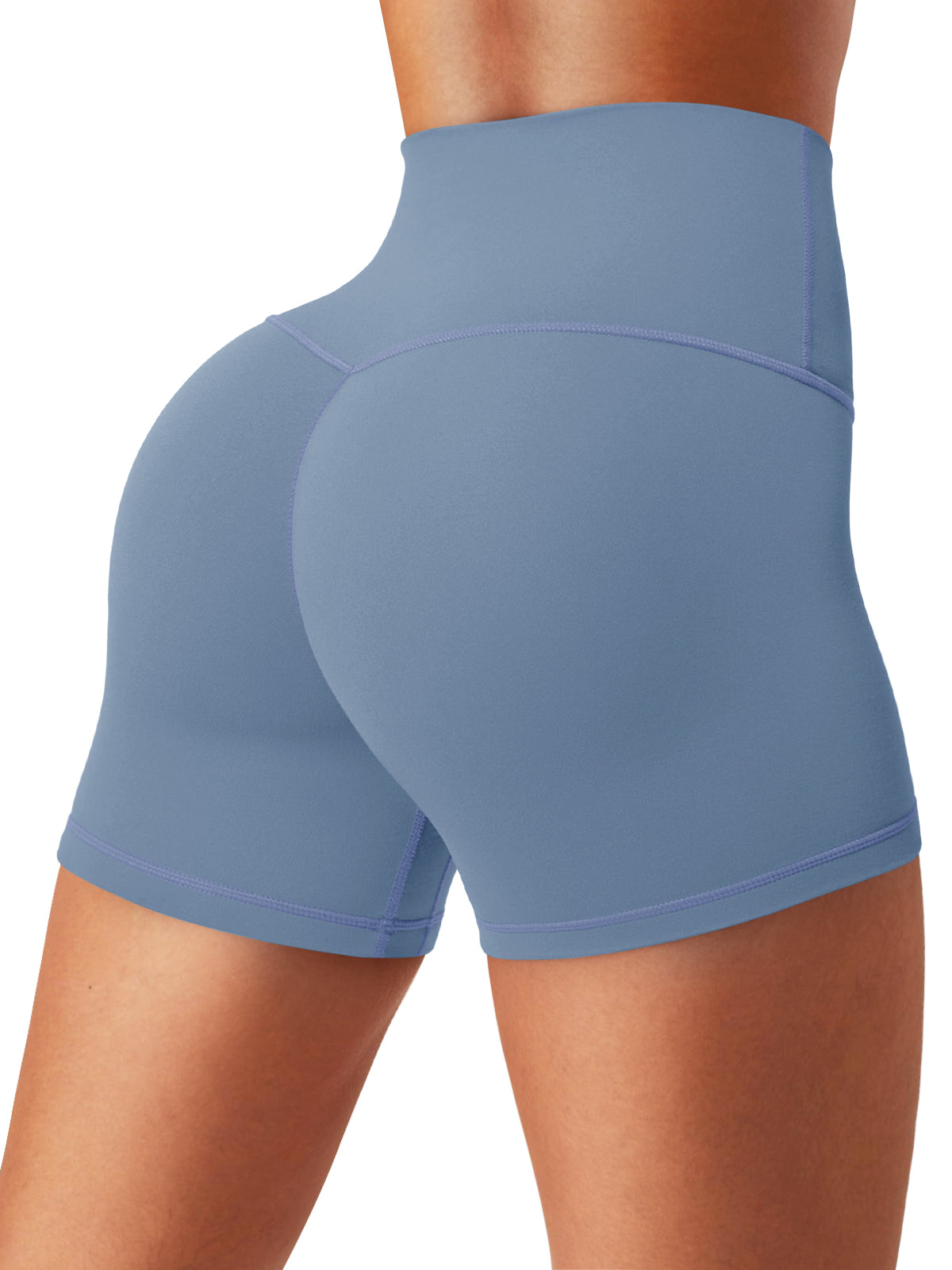 Aoysky Womens Bluish Grey Ruched Biker Shorts