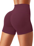 Aoysky Womens Burgundy Ruched Biker Shorts