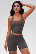 Aoysky Womens Grey Halter Workout Set