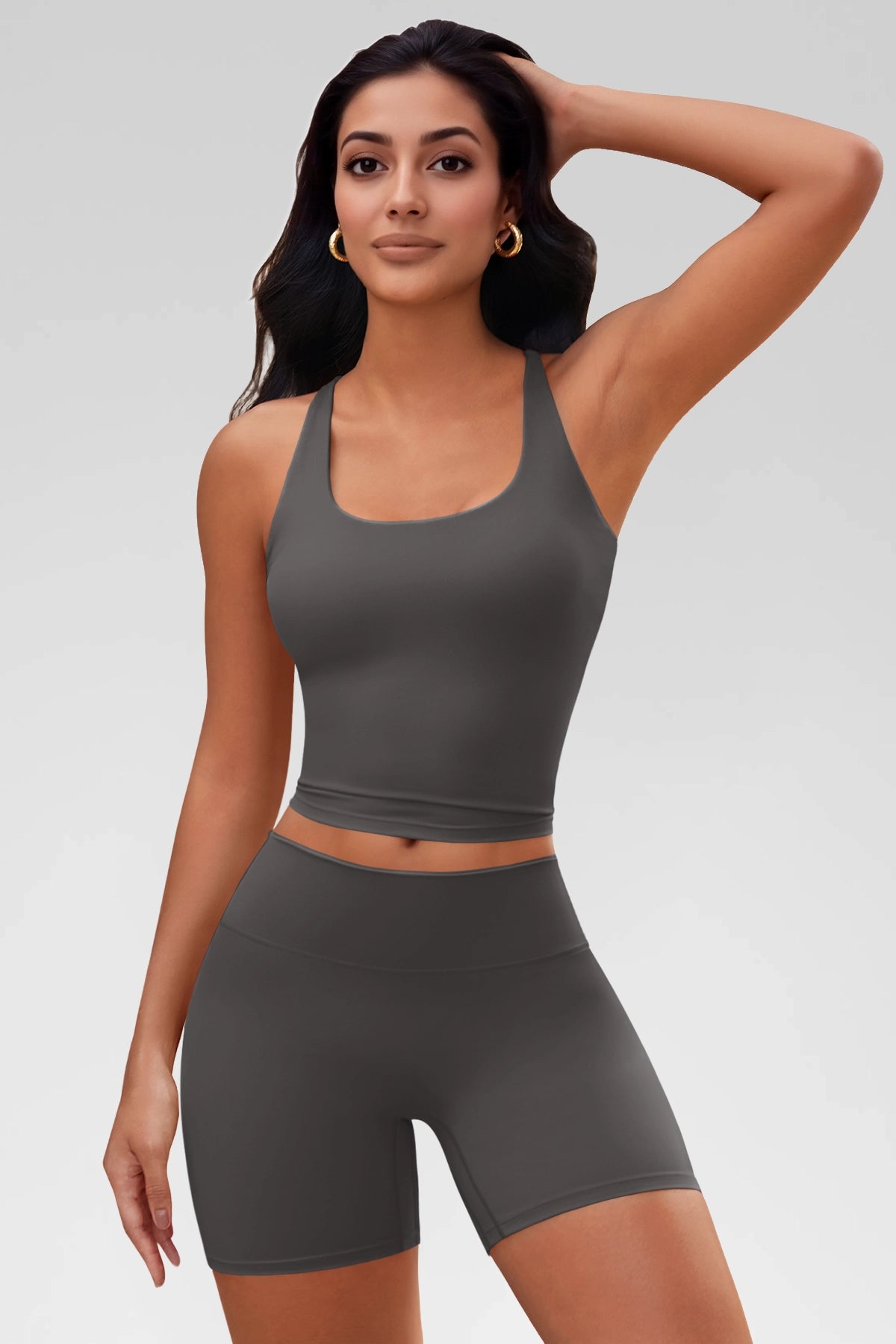 Aoysky Womens Grey Halter Workout Set