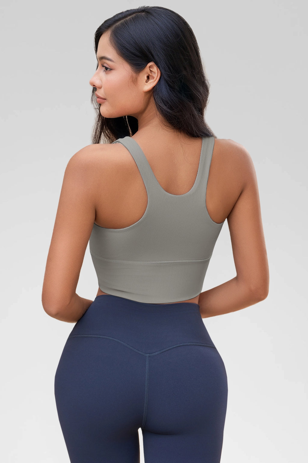 Aoysky Womens Grey Ribbed Racerback Tank