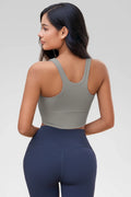 Aoysky Womens Grey Ribbed Racerback Tank