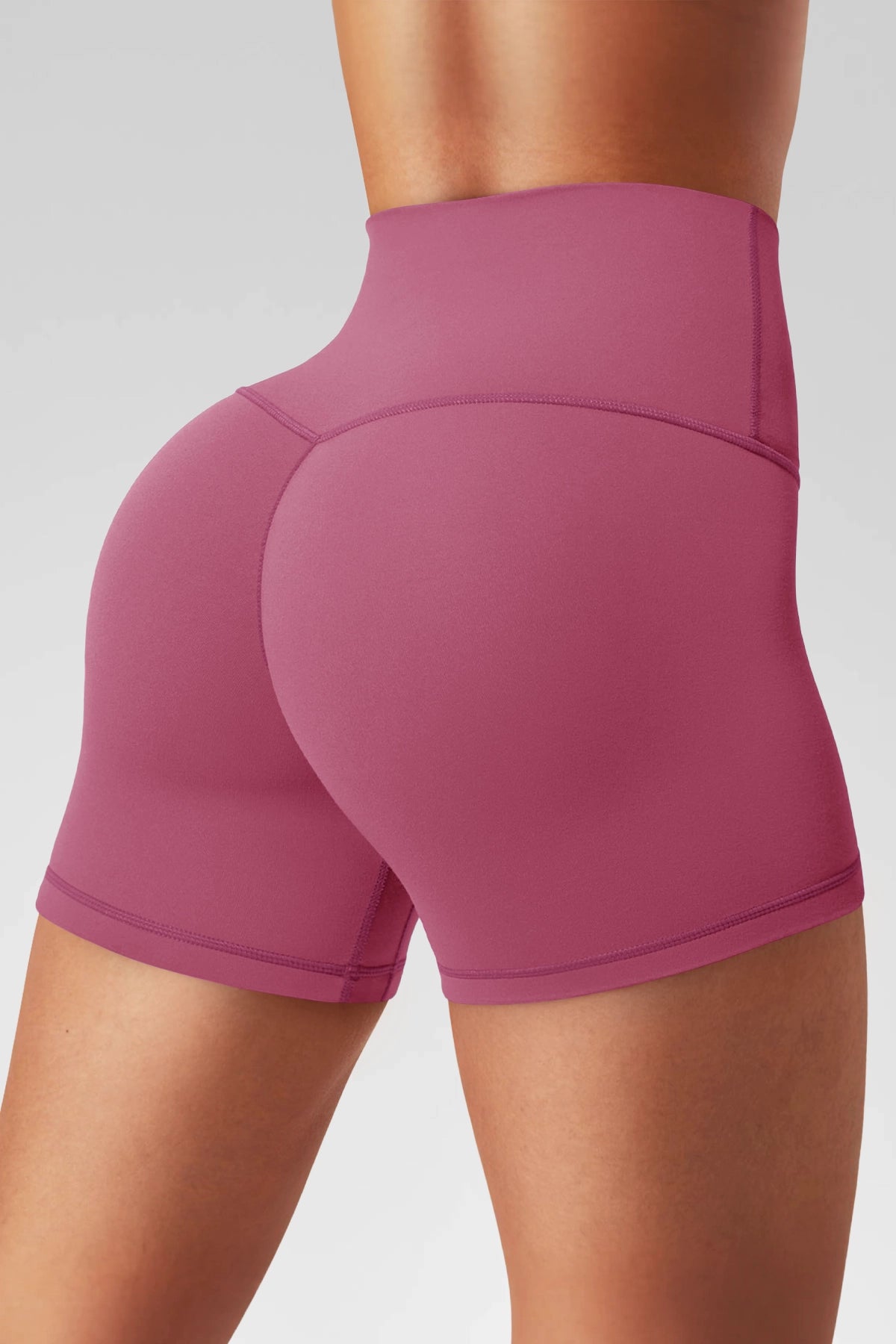 Aoysky Womens Dark Pink Ruched Biker Shorts