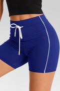 Aoysky Womens Blue Drawstring Biker Shorts